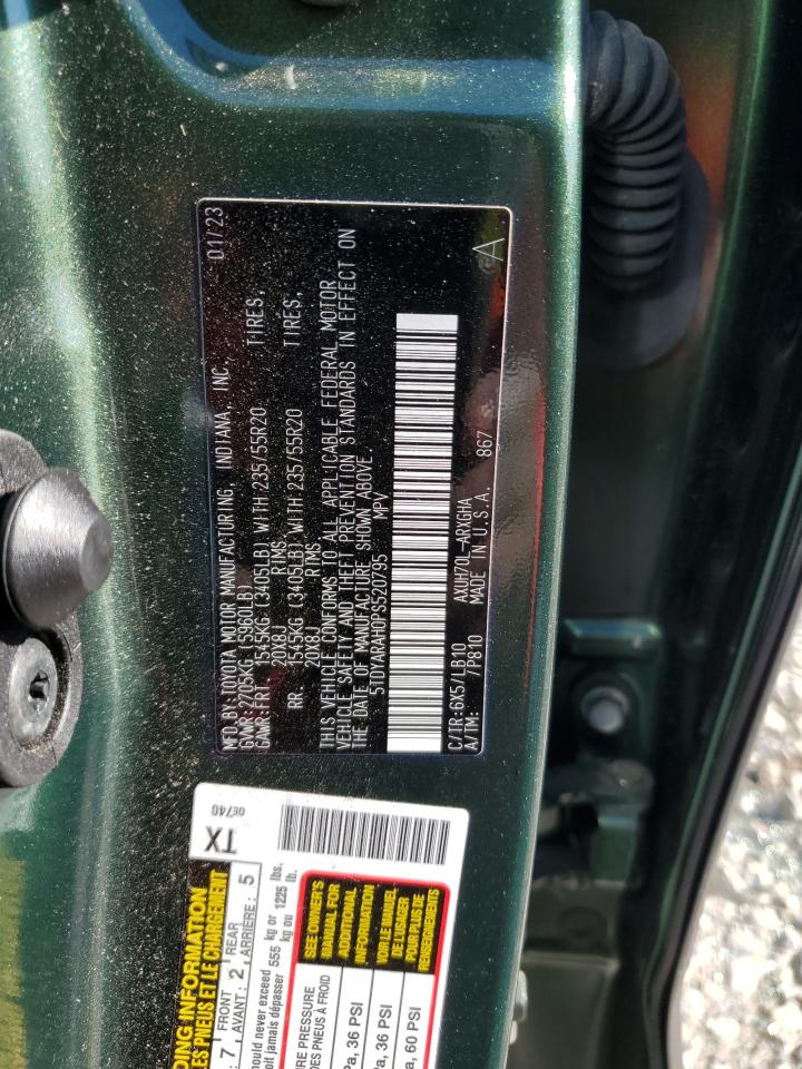 2023 TOYOTA HIGHLANDER HYBRID LIMITED VIN:5TDYARAH0PS520795