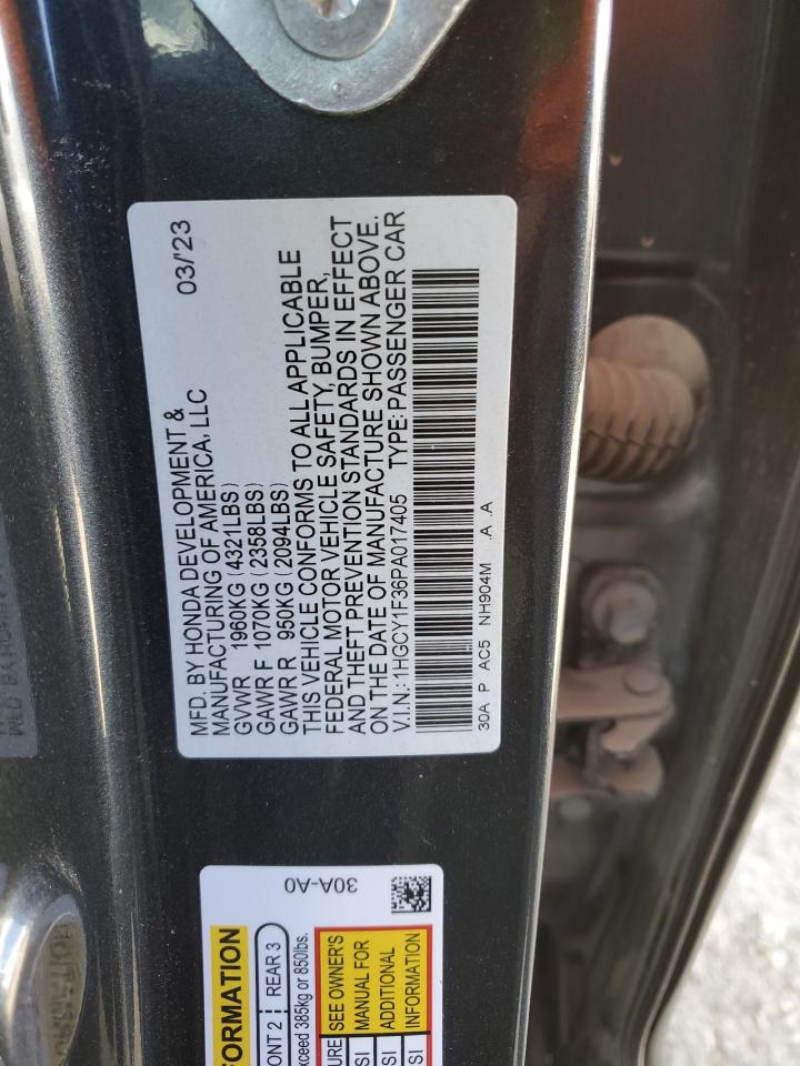 2023 HONDA ACCORD EX VIN:1HGCY1F36PA017405