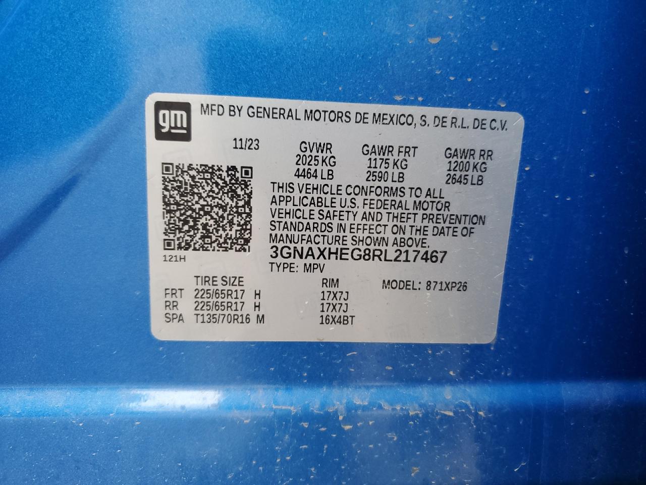 2024 CHEVROLET EQUINOX LS VIN:3GNAXHEG8RL217467