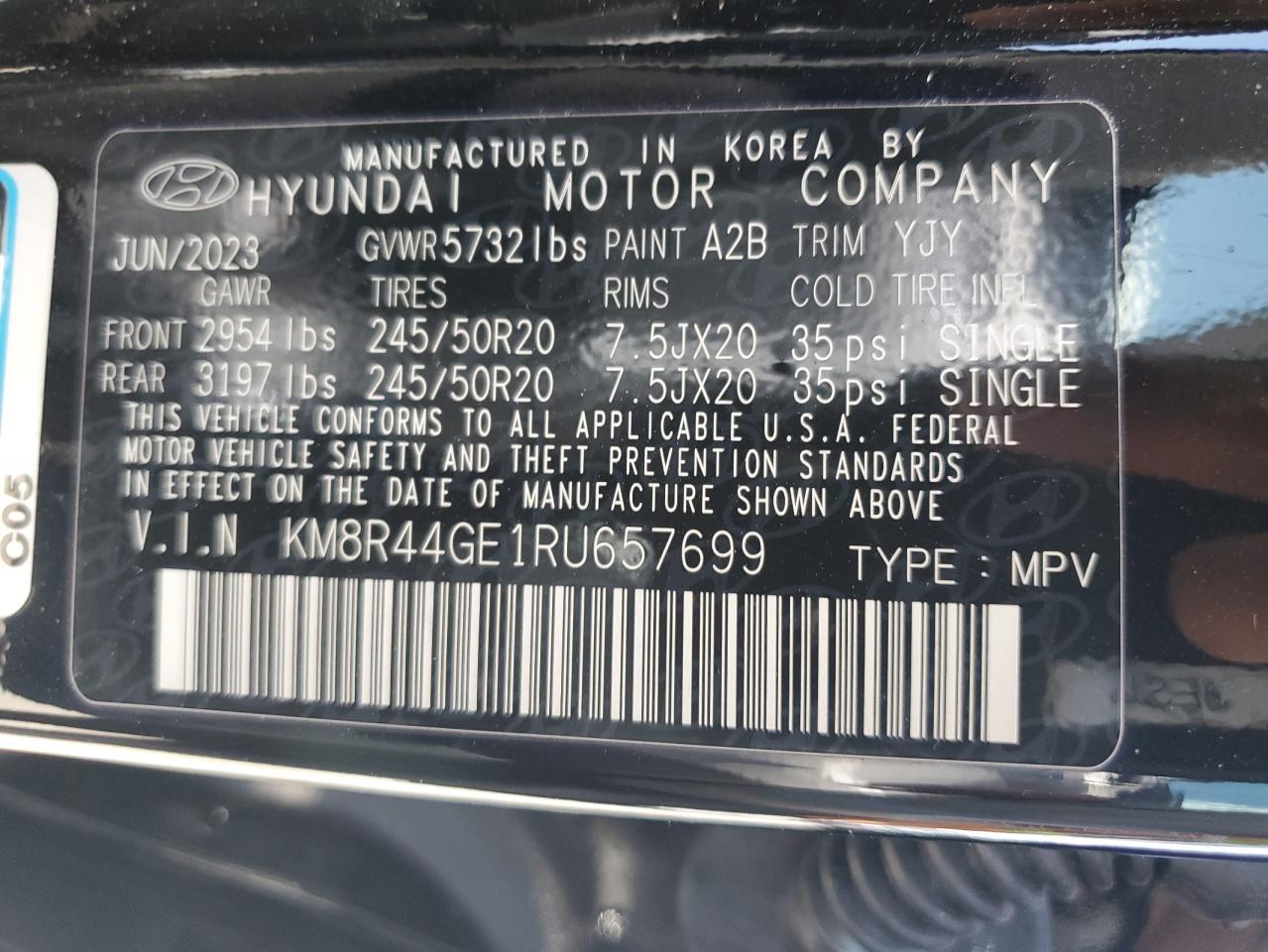 2024 HYUNDAI PALISADE SEL PREMIUM VIN:KM8R44GE1RU657699