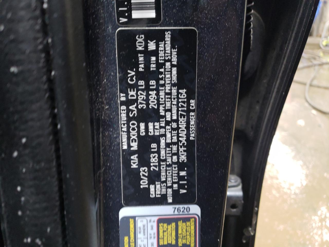 2024 KIA FORTE GT LINE VIN:3KPF54AD4RE712164