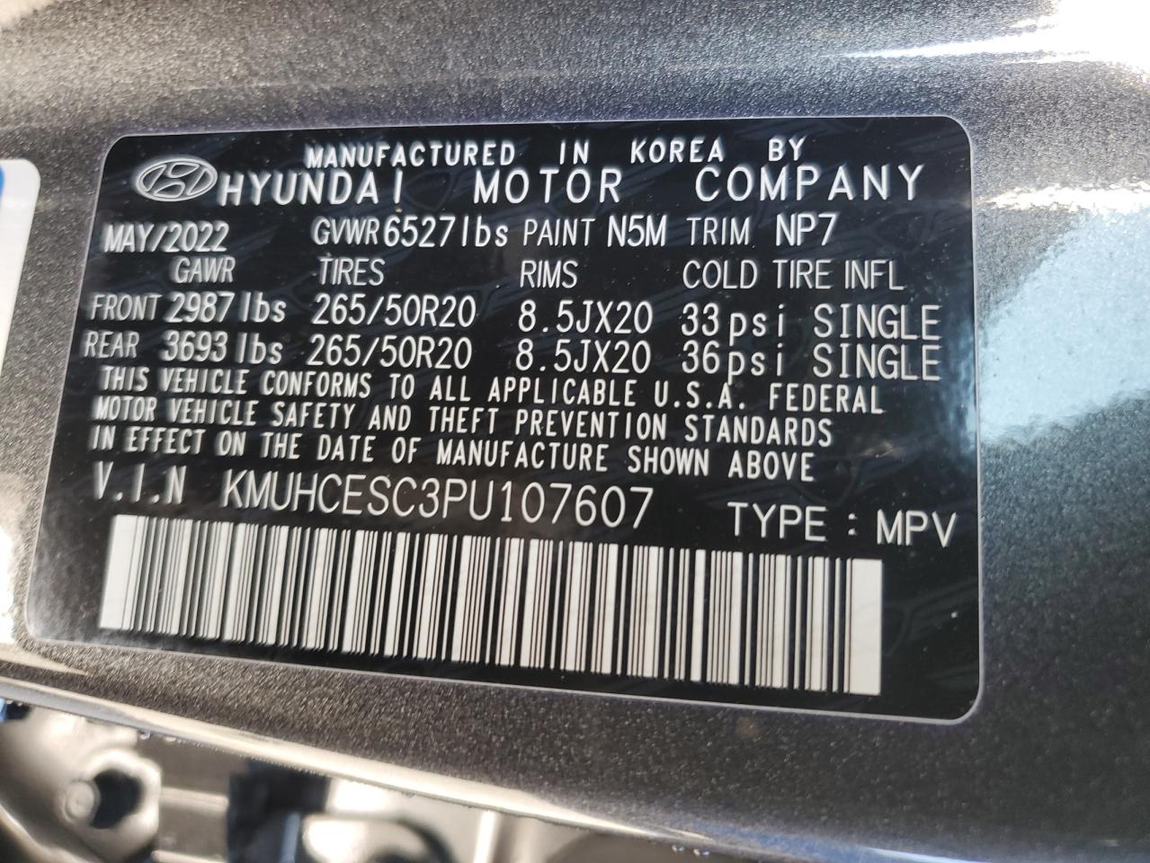 2023 GENESIS GV80 BASE VIN:KMUHCESC3PU107607