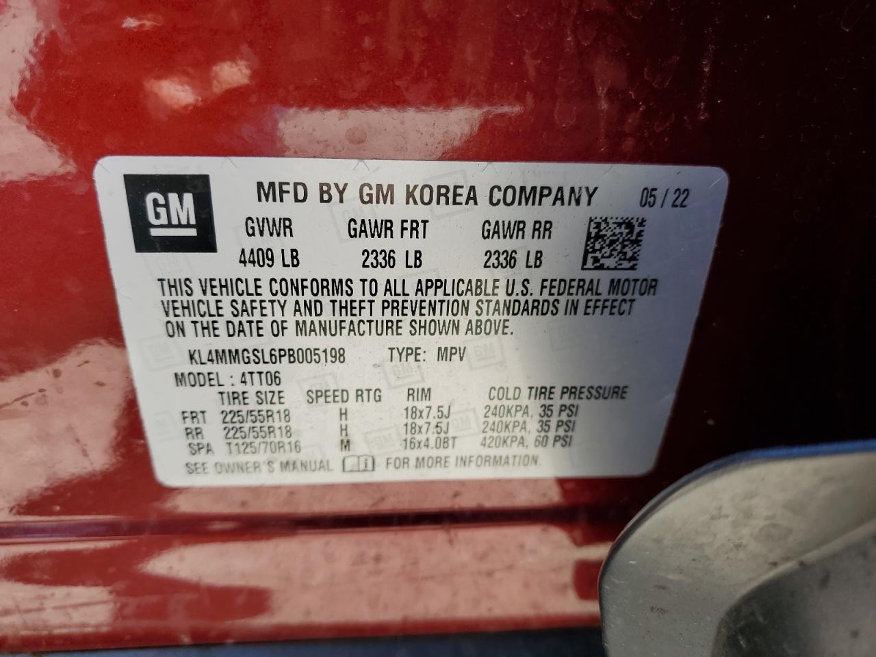 2023 BUICK ENCORE GX ESSENCE VIN:KL4MMGSL6PB005198