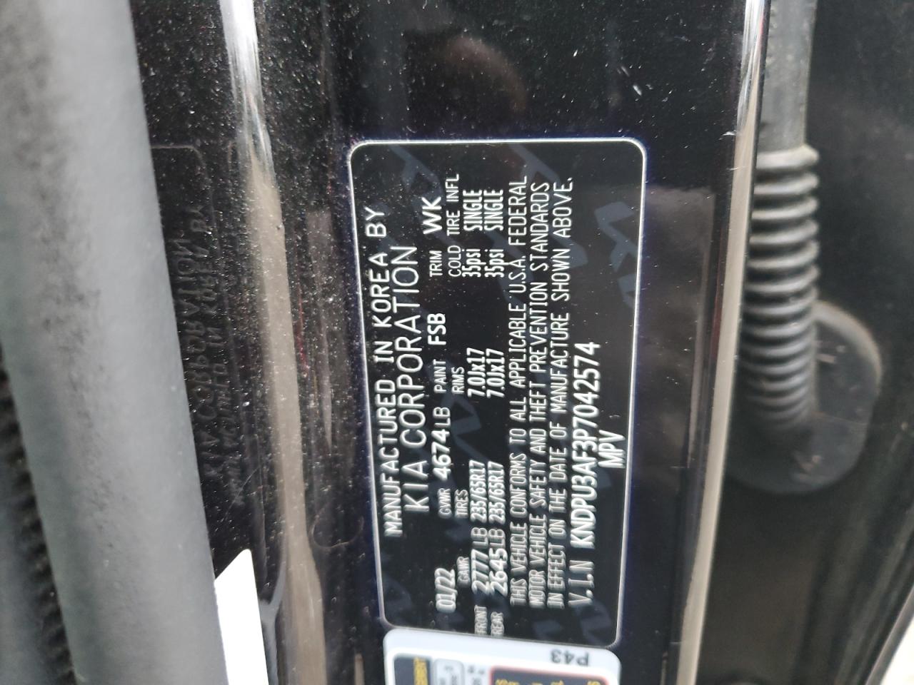 2023 KIA SPORTAGE LX VIN:KNDPU3AF3P7042574