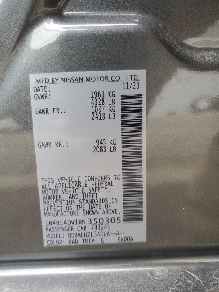 2024 NISSAN ALTIMA SV VIN:1N4BL4DV1RN350305