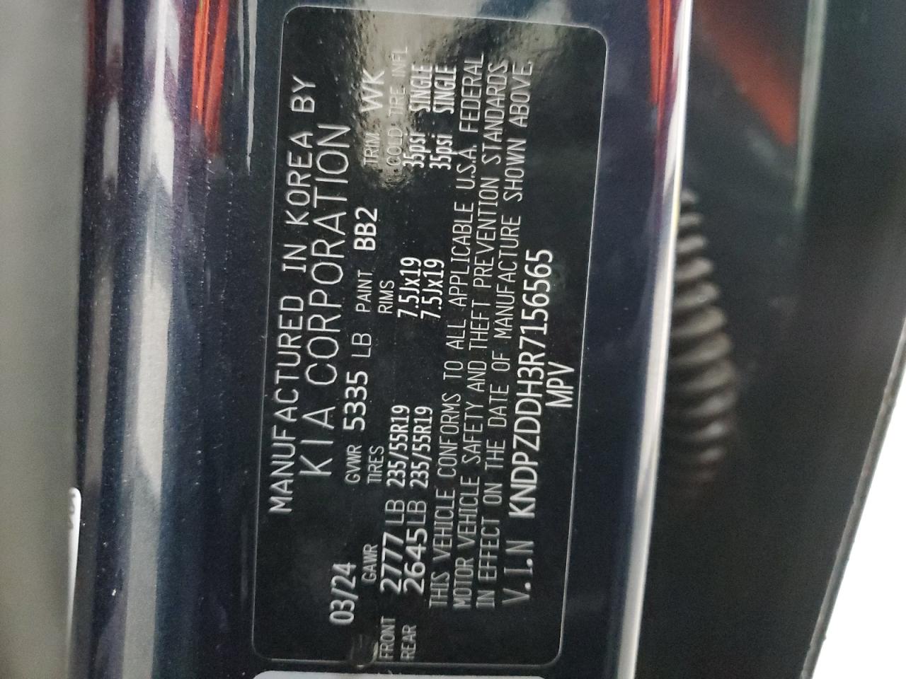 2024 KIA SPORTAGE X-LINE PRESTIGE VIN:KNDPZDDH3R7156565