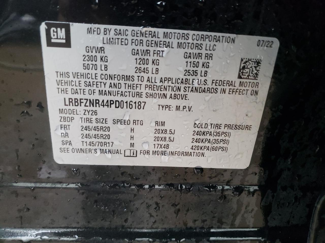 2023 BUICK ENVISION ESSENCE VIN:LRBFZNR44PD016187