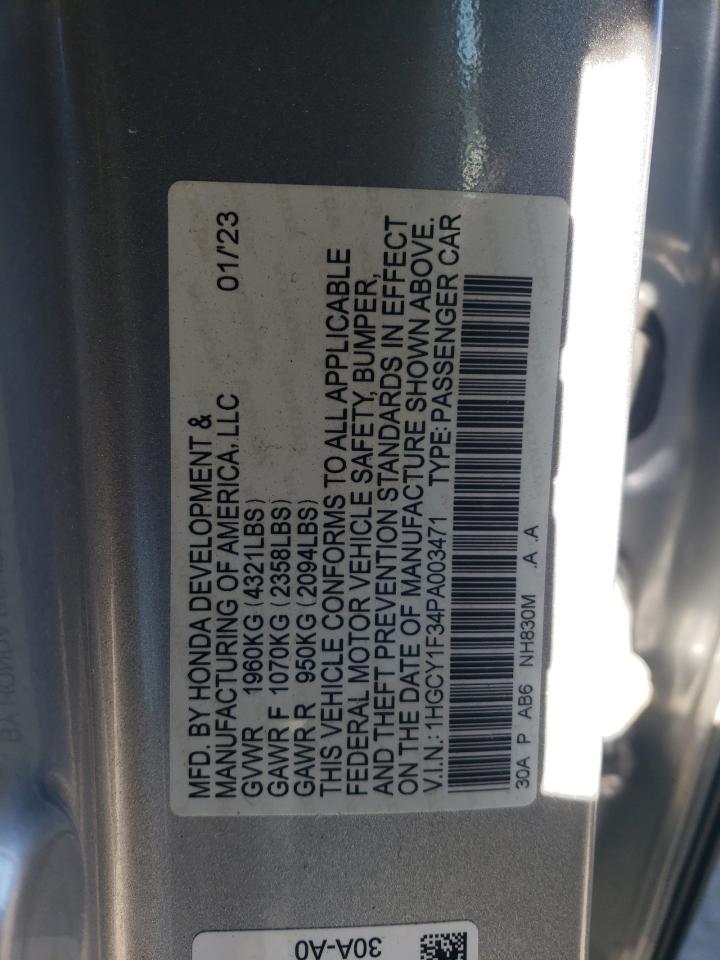 2023 HONDA ACCORD EX VIN:1HGCY1F34PA003471