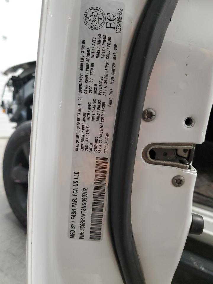 2022 RAM 1500 CLASSIC TRADESMAN VIN:3C6RR7KT8NG399702