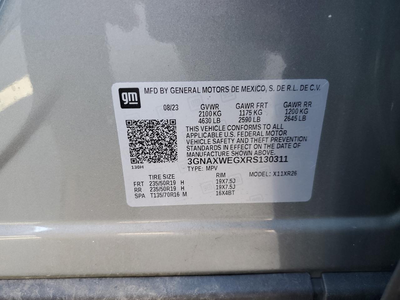 2024 CHEVROLET EQUINOX RS VIN:3GNAXWEGXRS130311