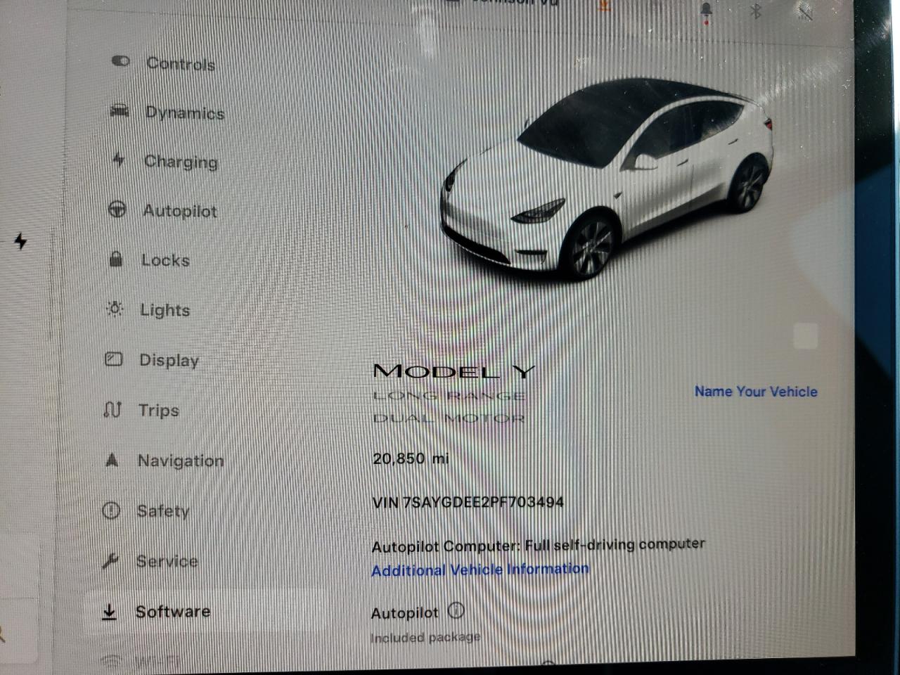 2023 TESLA MODEL Y  VIN:7SAYGDEE2PF703494