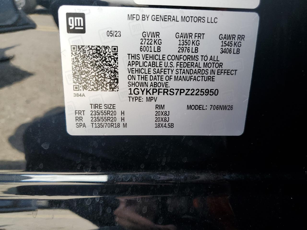 2023 CADILLAC XT6 PLATINUM PREMIUM LUXURY VIN:1GYKPFRS7PZ225950