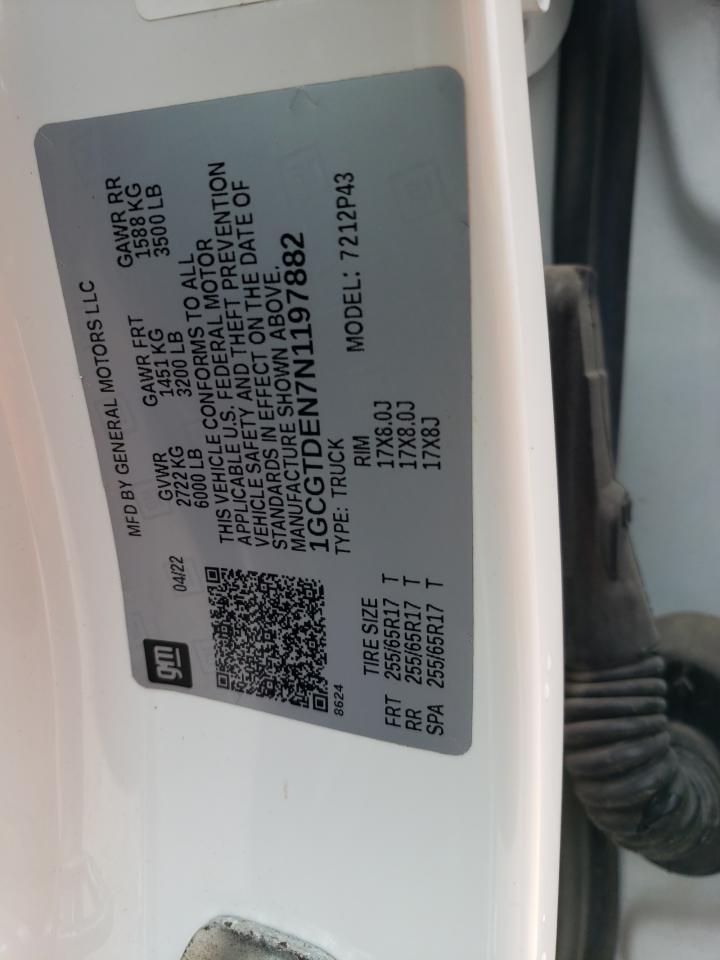 2022 CHEVROLET COLORADO Z71 VIN:1GCGTDEN7N1197882