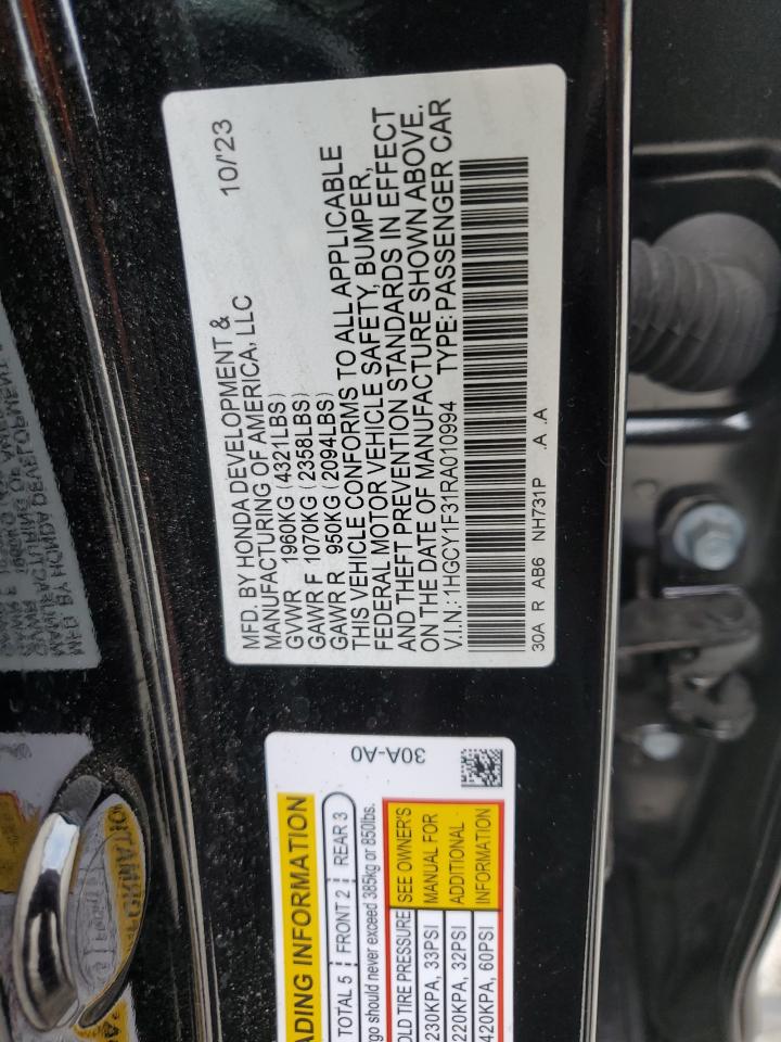 2024 HONDA ACCORD EX VIN:1HGCY1F31RA010994