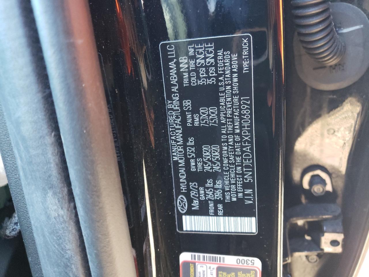 2023 HYUNDAI SANTA CRUZ LIMITED VIN:5NTJEDAFXPH068921