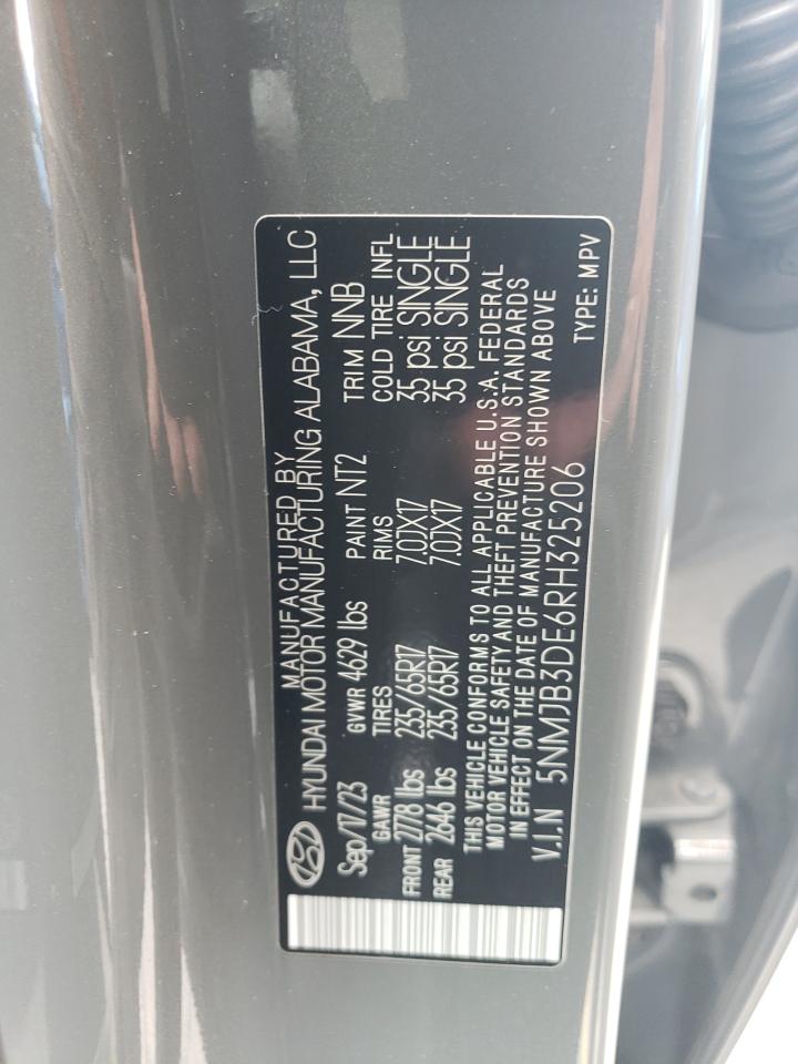 2024 HYUNDAI TUCSON SEL VIN:5NMJB3DE6RH325206