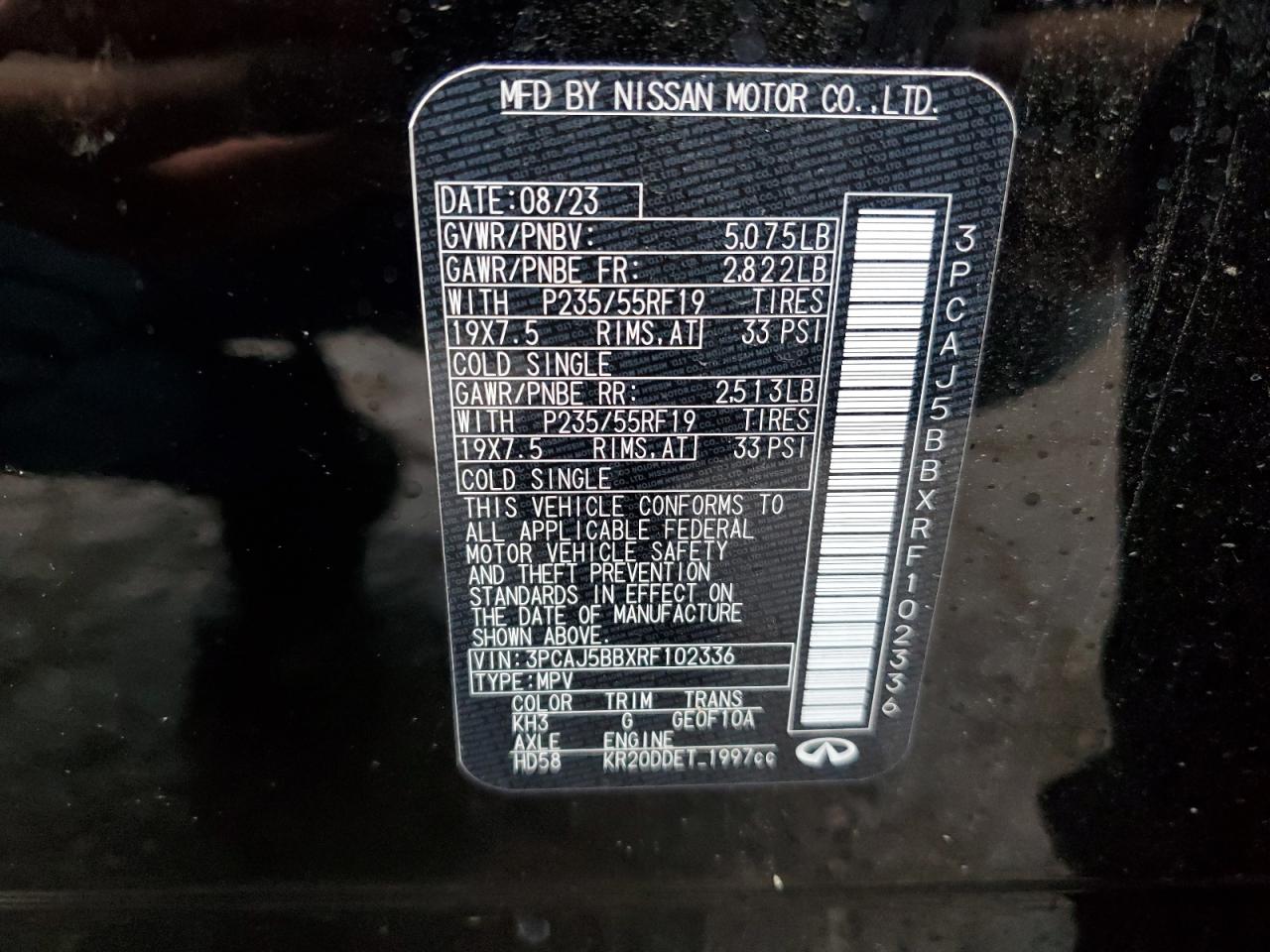 2024 INFINITI QX50 LUXE VIN:3PCAJ5BBXRF102336