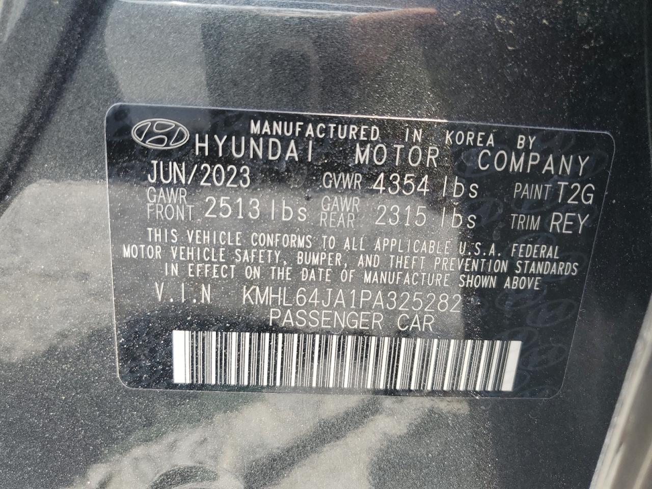 2023 HYUNDAI SONATA SEL VIN:KMHL64JA1PA325282