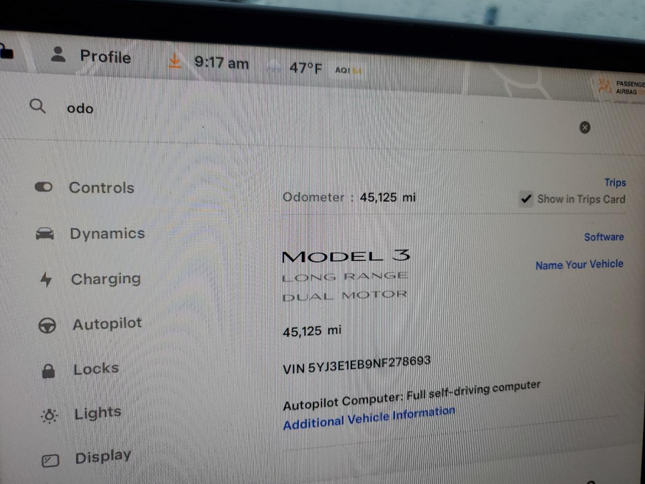 2022 TESLA MODEL 3  VIN:5YJ3E1EB9NF278693