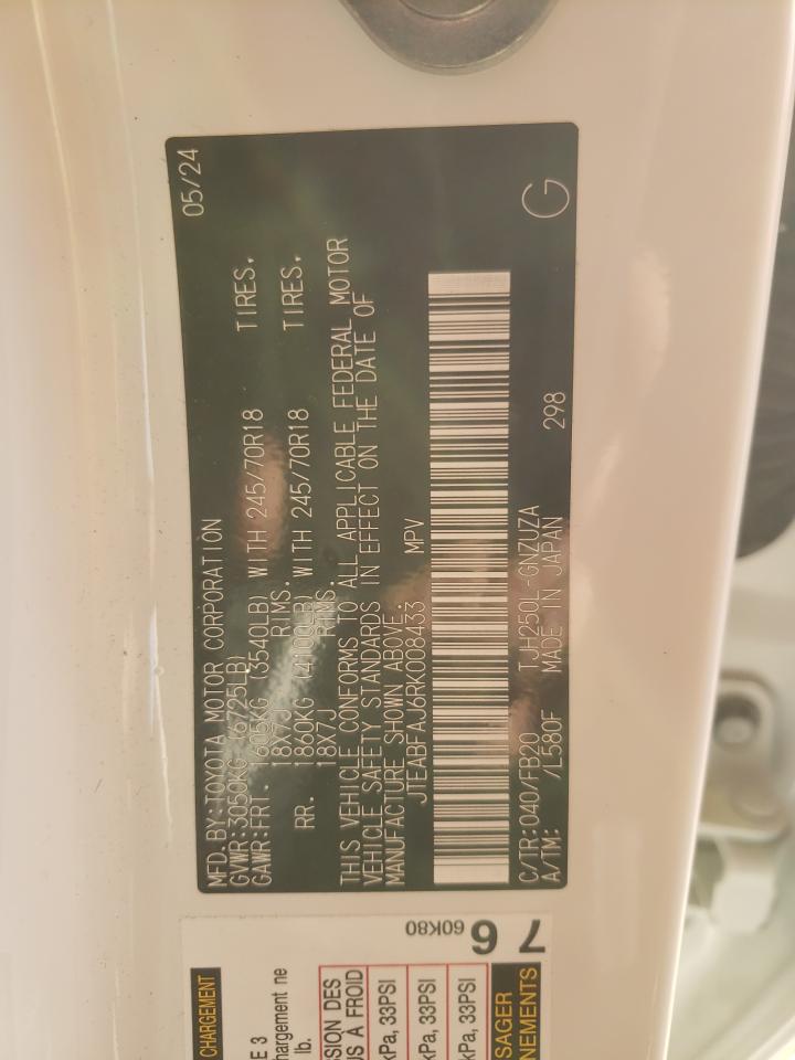 2024 TOYOTA LAND CRUISER BASE VIN:JTEABFAJ6RK008433