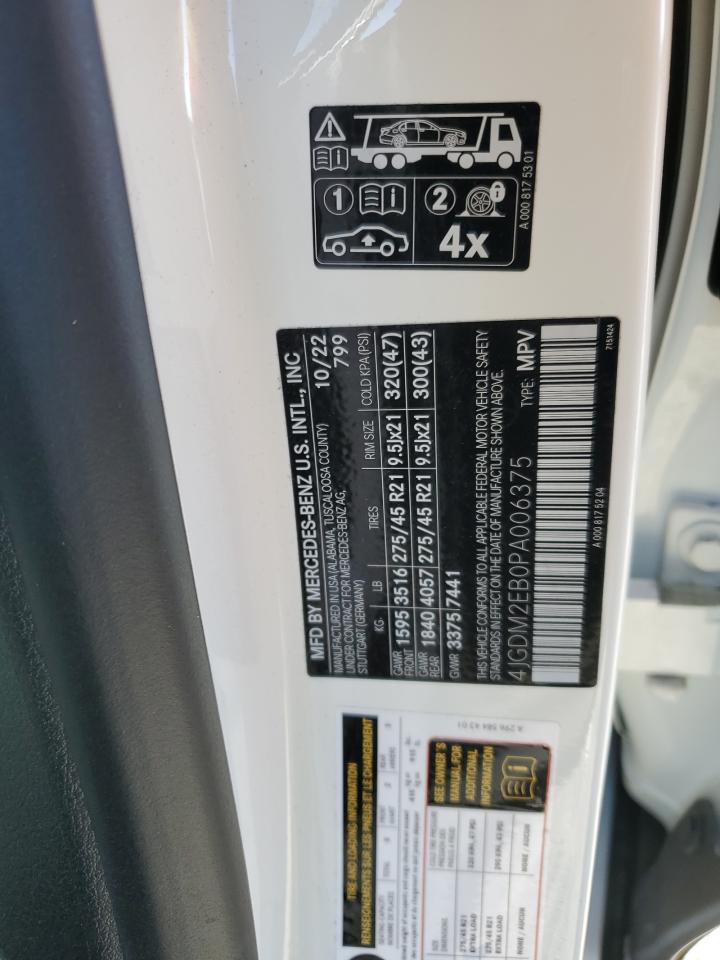 2023 MERCEDES-BENZ EQS SUV 450 4MATIC VIN:4JGDM2EB0PA006375