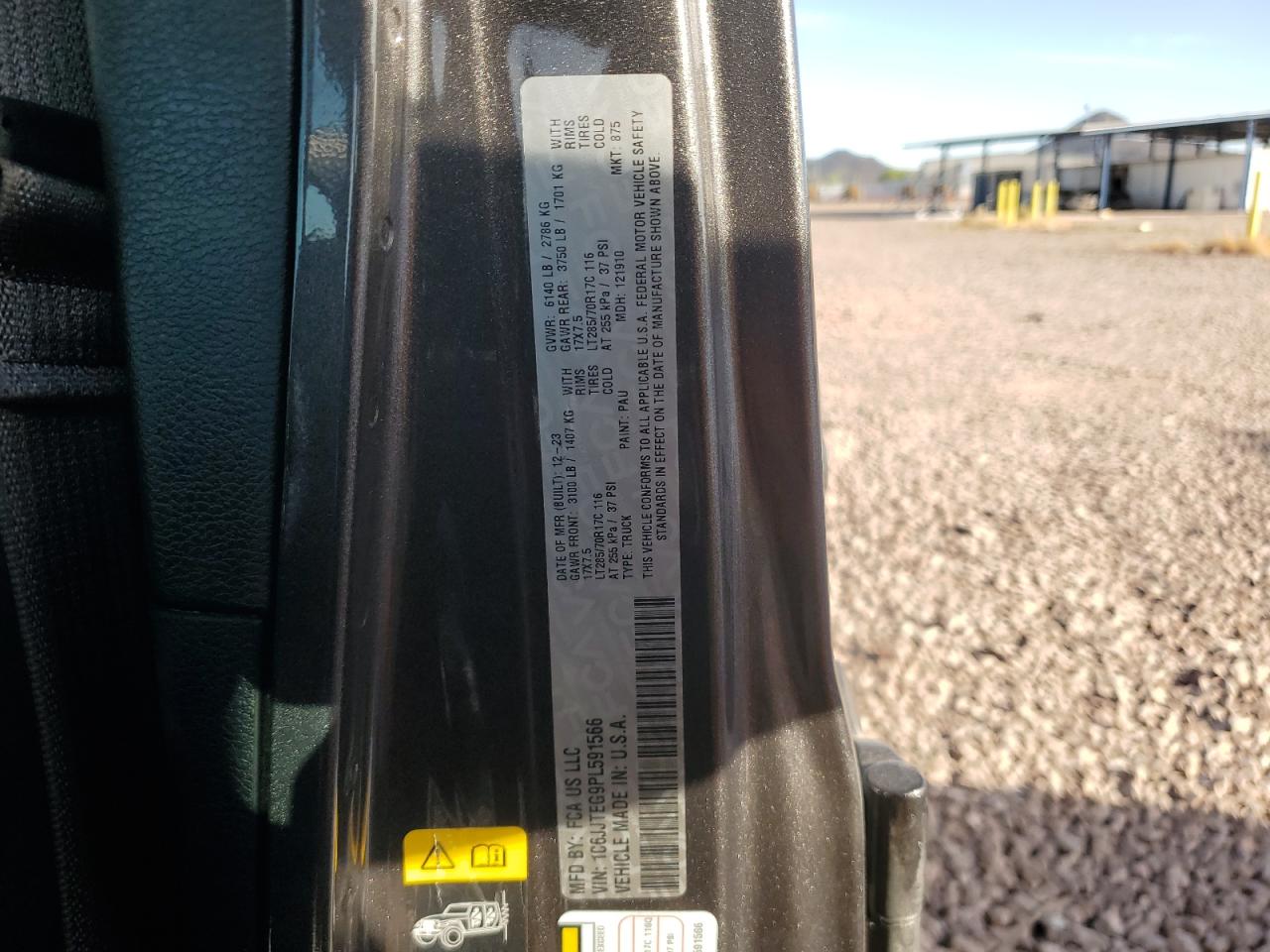 2023 JEEP GLADIATOR MOJAVE VIN:1C6JJTEG9PL591566