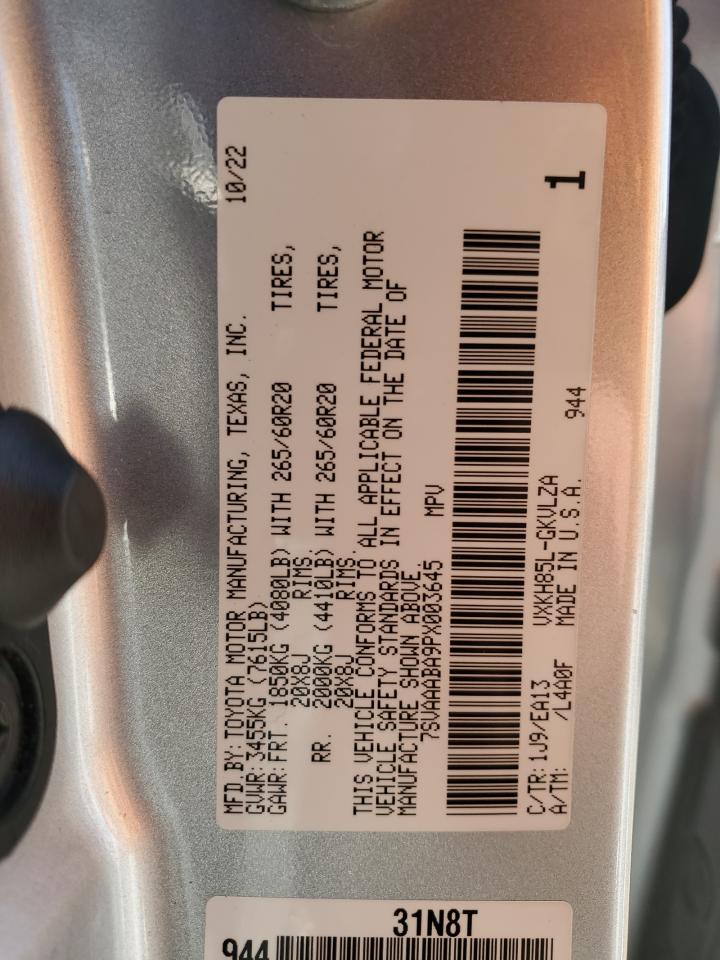 2023 TOYOTA SEQUOIA SR5 VIN:7SVAAABA9PX003645