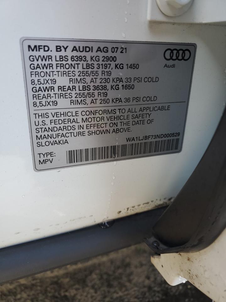 2022 AUDI Q7 PREMIUM PLUS VIN:WA1LJBF73ND000529