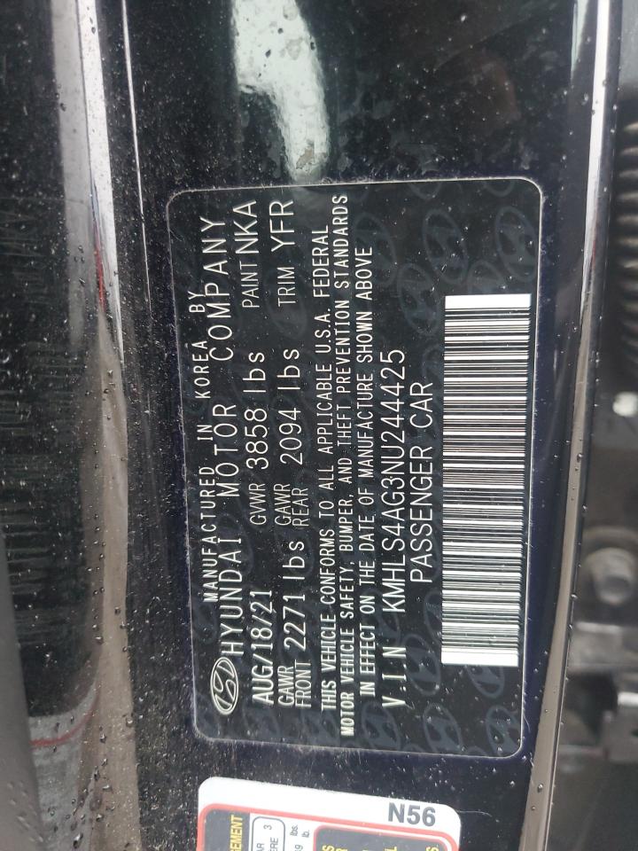 2022 HYUNDAI ELANTRA SEL VIN:KMHLS4AG3NU244425
