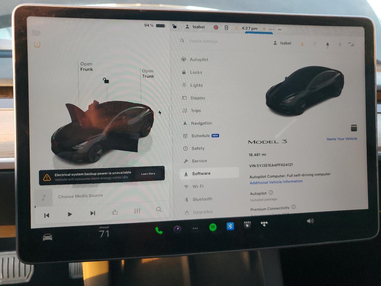 2023 TESLA MODEL 3  VIN:5YJ3E1EA4PF604121