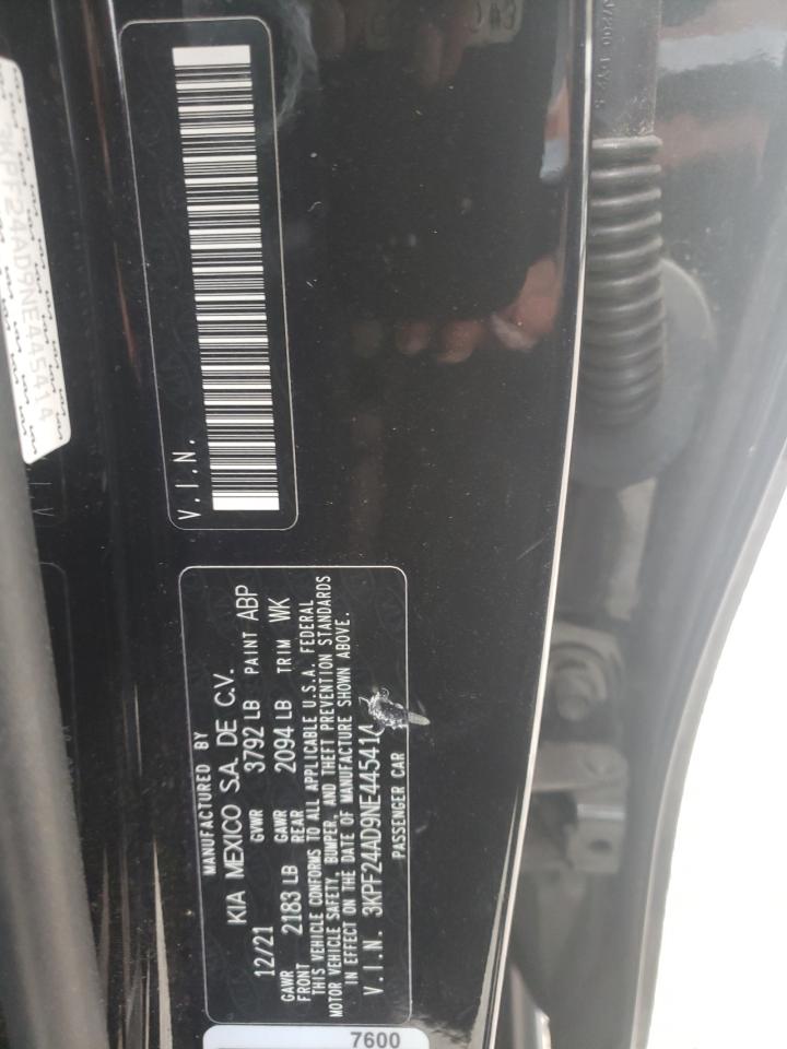 2022 KIA FORTE FE VIN:3KPF24AD9NE445414