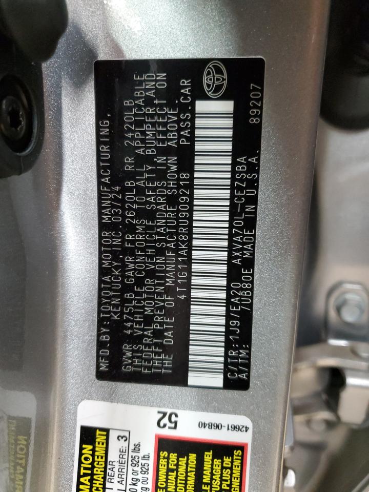 2024 TOYOTA CAMRY SE NIGHT SHADE VIN:4T1G11AK8RU909218