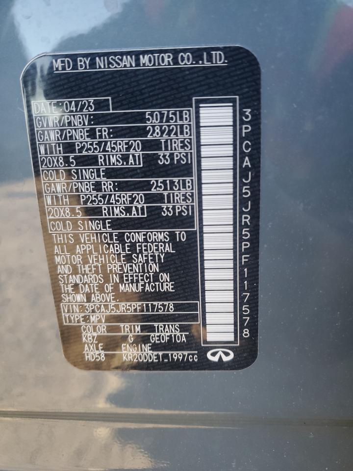 2023 INFINITI QX55 LUXE VIN:3PCAJ5JR5PF117578