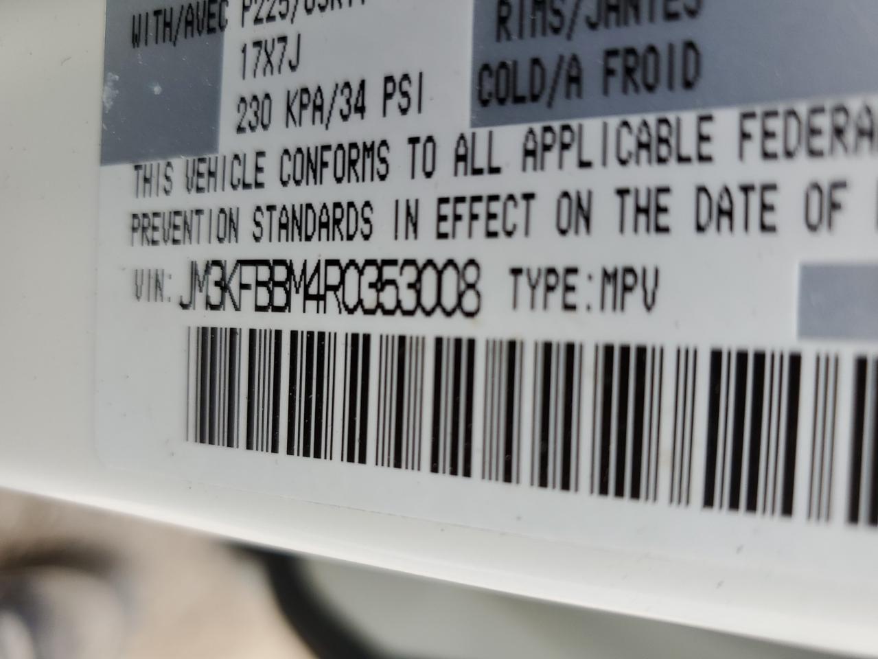 2024 MAZDA CX-5 SELECT VIN:JM3KFBBM4R0353008