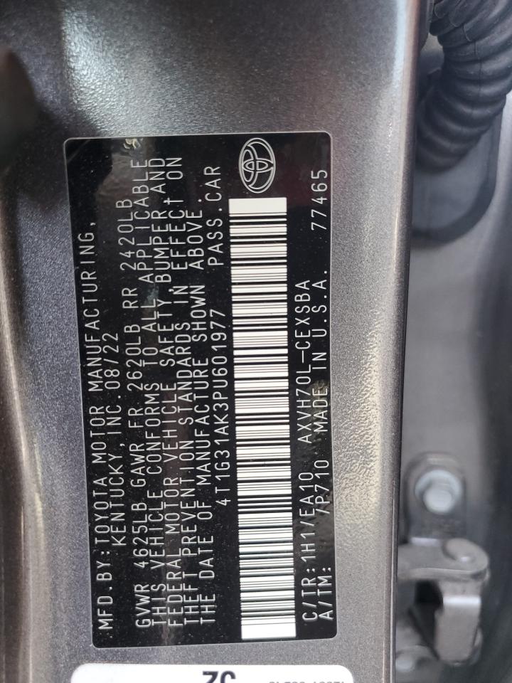 2023 TOYOTA CAMRY SE NIGHT SHADE VIN:4T1G31AK3PU601977