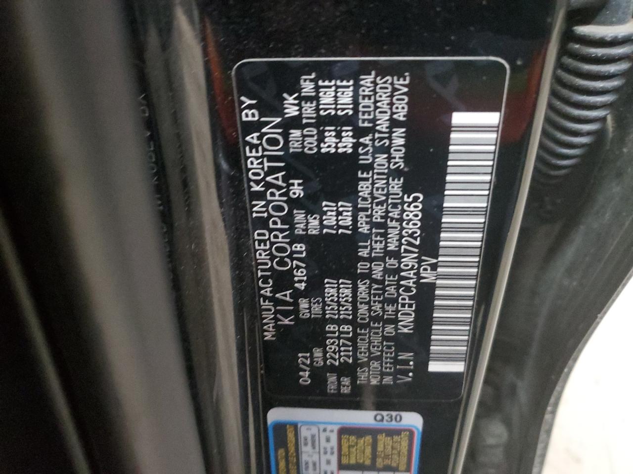 2022 KIA SELTOS LX VIN:KNDEPCAA9N7236865