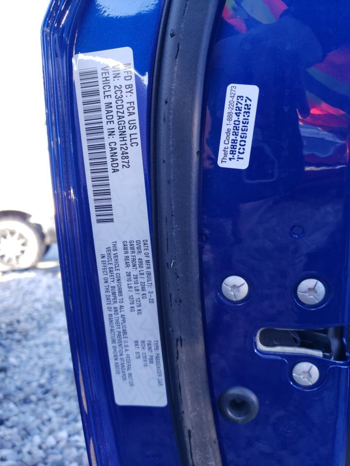 2022 DODGE CHALLENGER SXT VIN:2C3CDZAG5NH124872