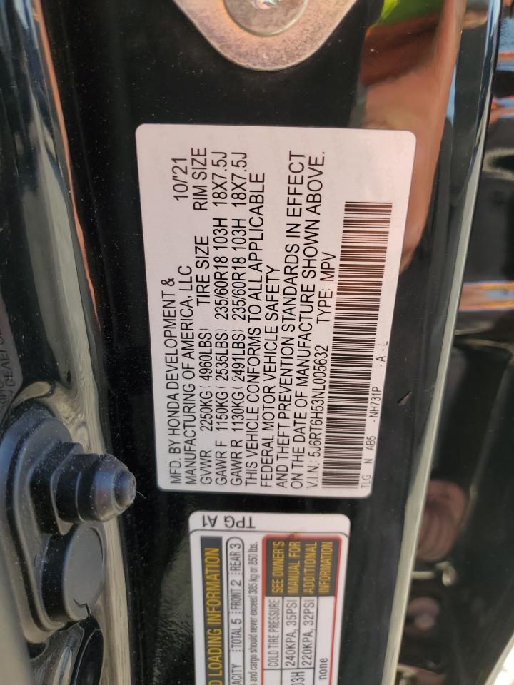 2022 HONDA CR-V EX VIN:5J6RT6H53NL005632