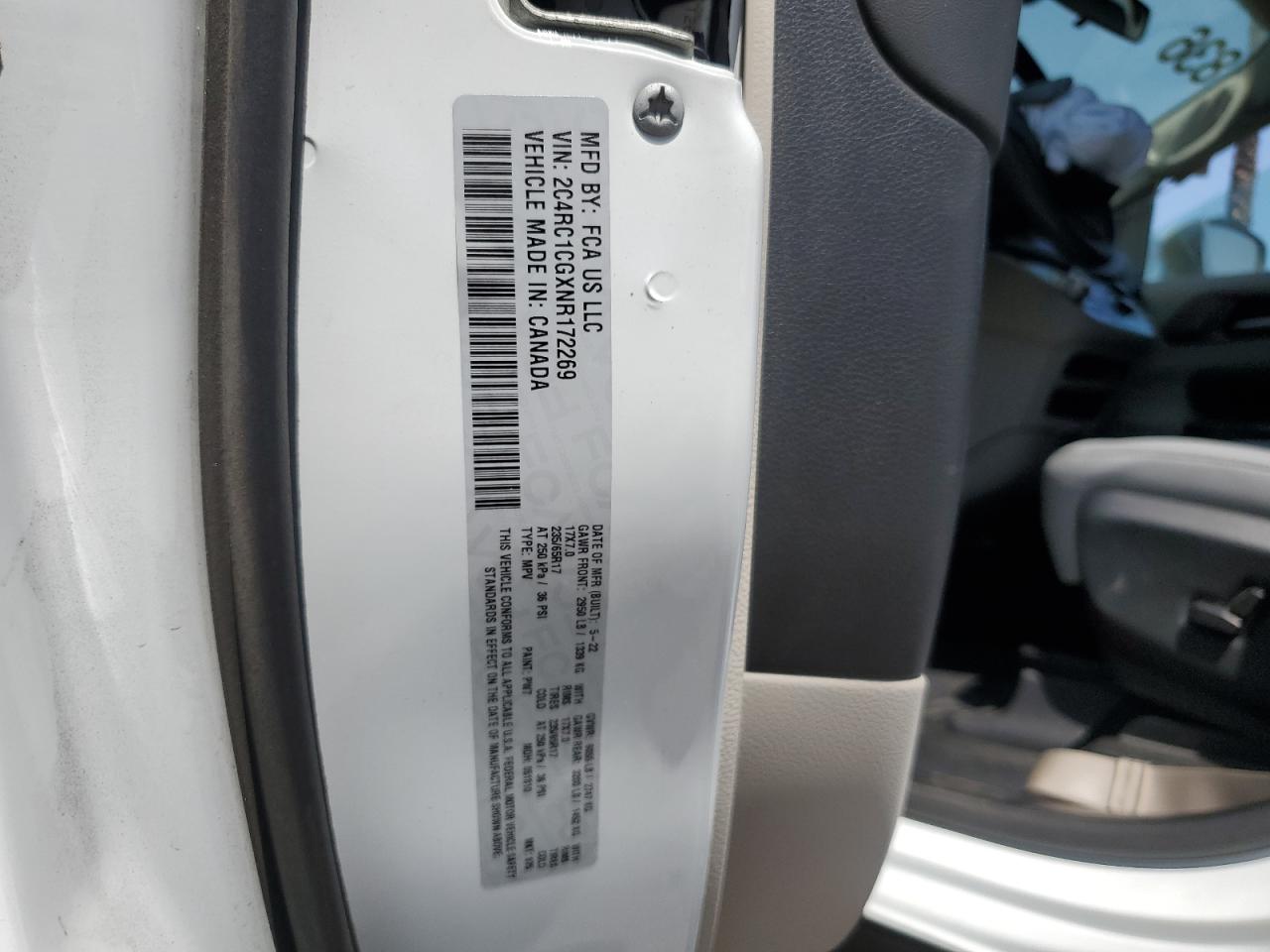 2022 CHRYSLER VOYAGER LX VIN:2C4RC1CGXNR172269