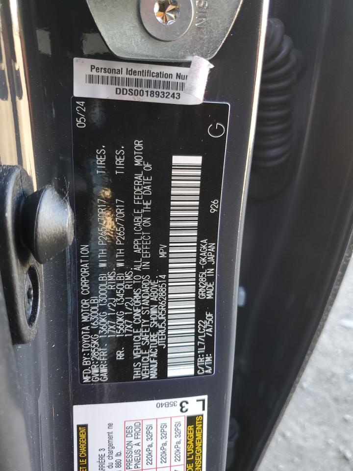 2024 TOYOTA 4RUNNER SR5 PREMIUM VIN:JTERU5JR5R6288514