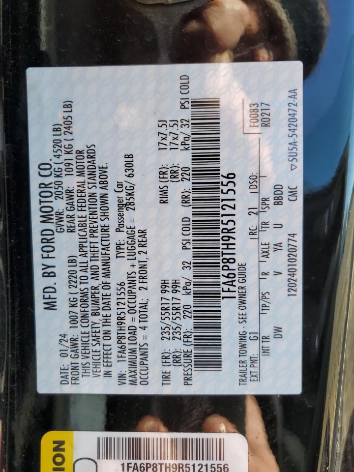 2024 FORD MUSTANG  VIN:1FA6P8TH9R5121556