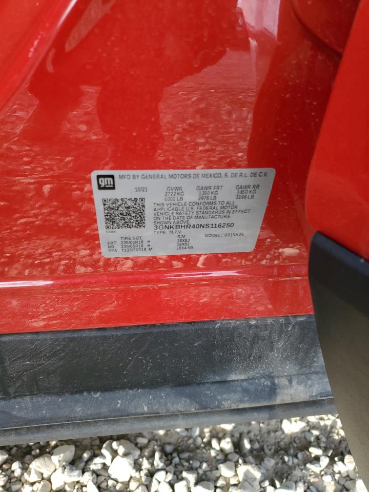 2022 CHEVROLET BLAZER 2LT VIN:3GNKBHR40NS116250