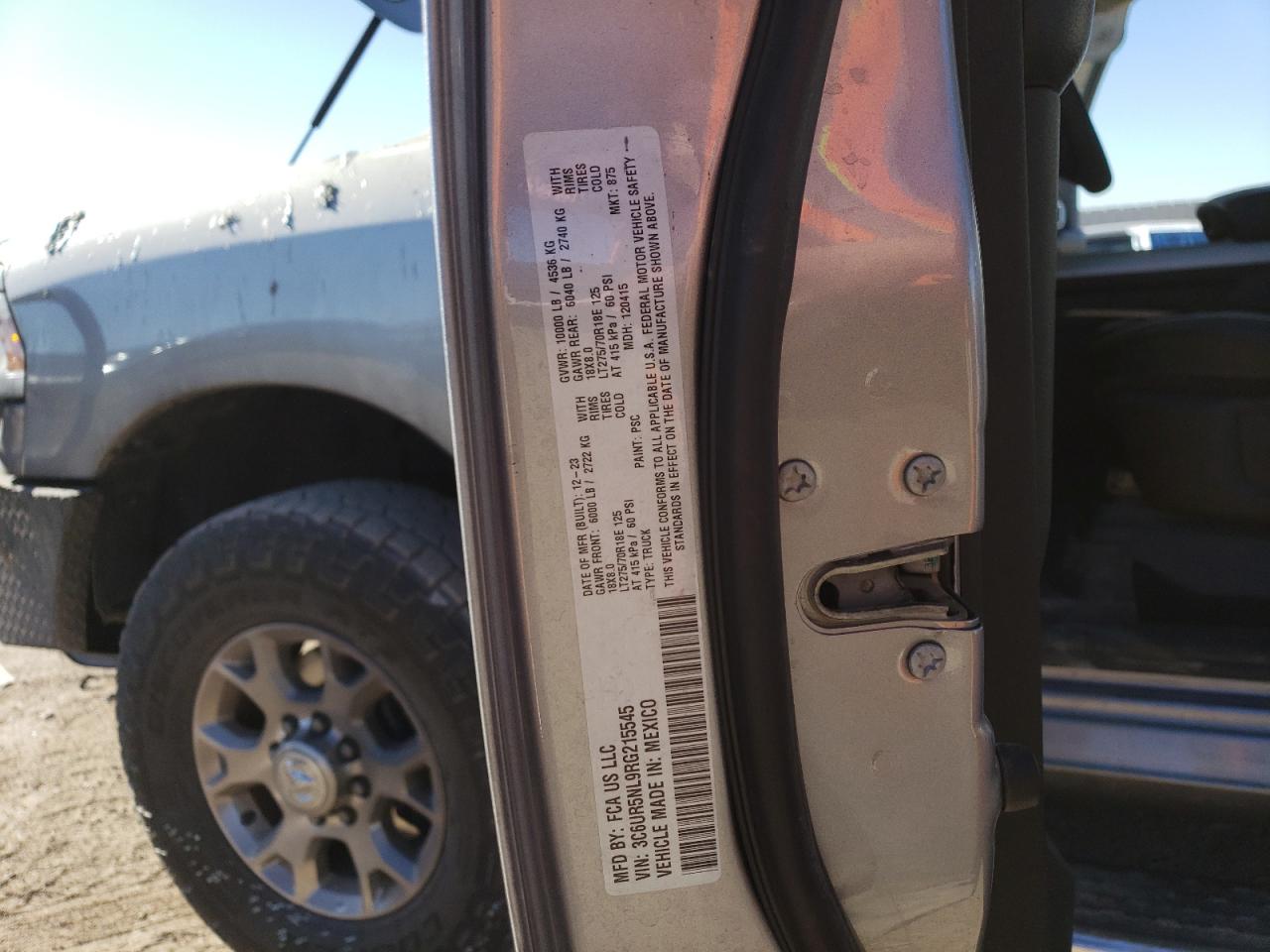 2024 RAM 2500 LARAMIE VIN:3C6UR5NL9RG215545