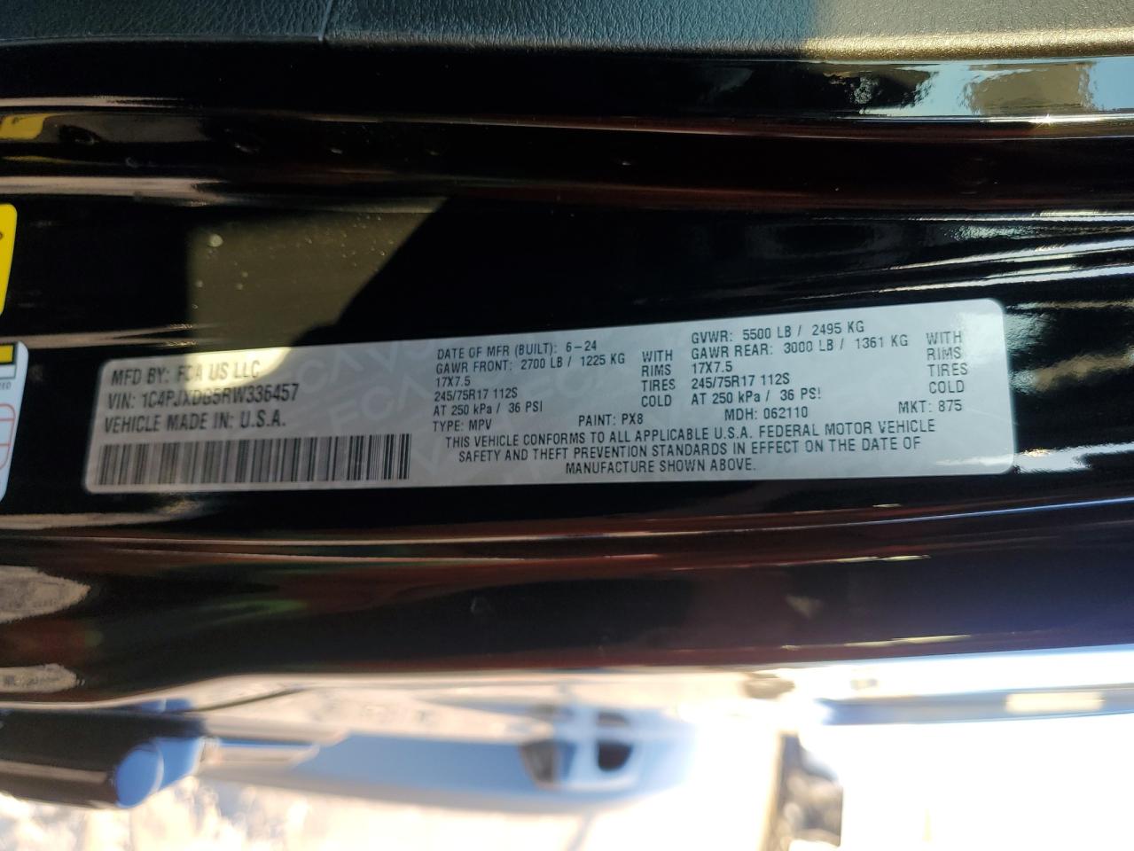 2024 JEEP WRANGLER SPORT VIN:1C4PJXDG5RW336457