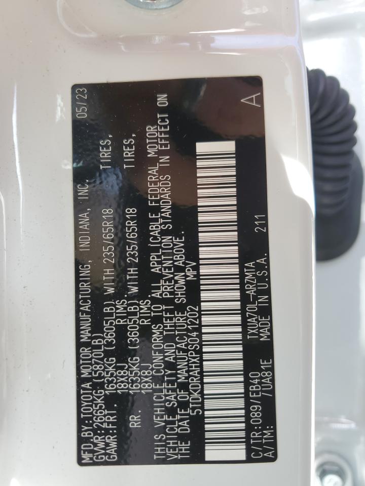 2023 TOYOTA HIGHLANDER L VIN:5TDKDRAHXPS041202