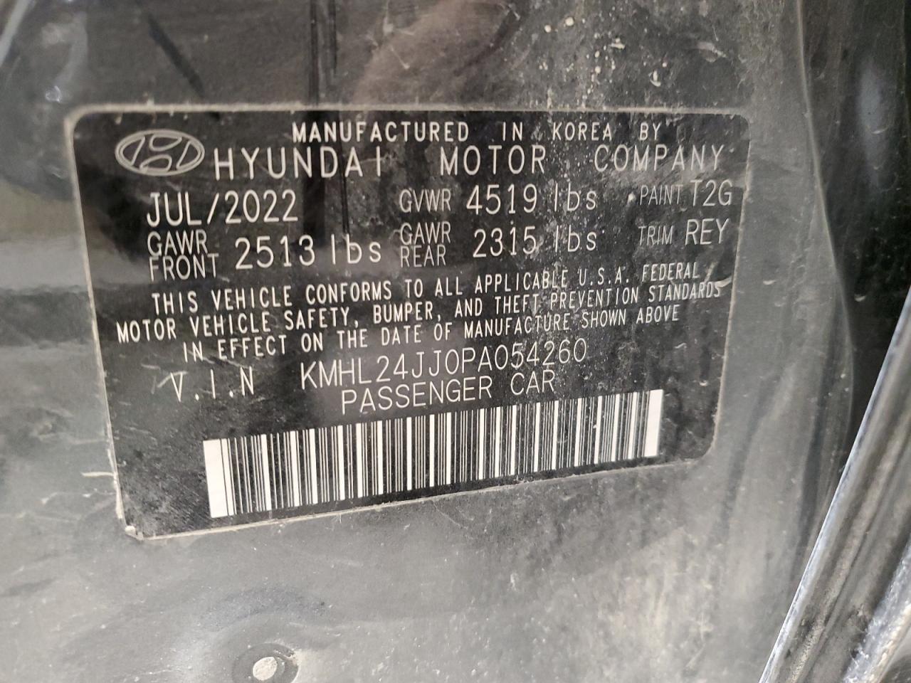 2023 HYUNDAI SONATA HYBRID VIN:KMHL24JJ0PA054260