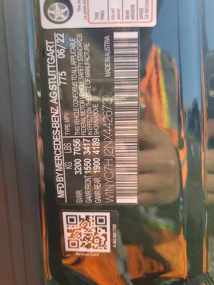 2022 MERCEDES-BENZ G 550 VIN:W1NYC7HJ2NX442673