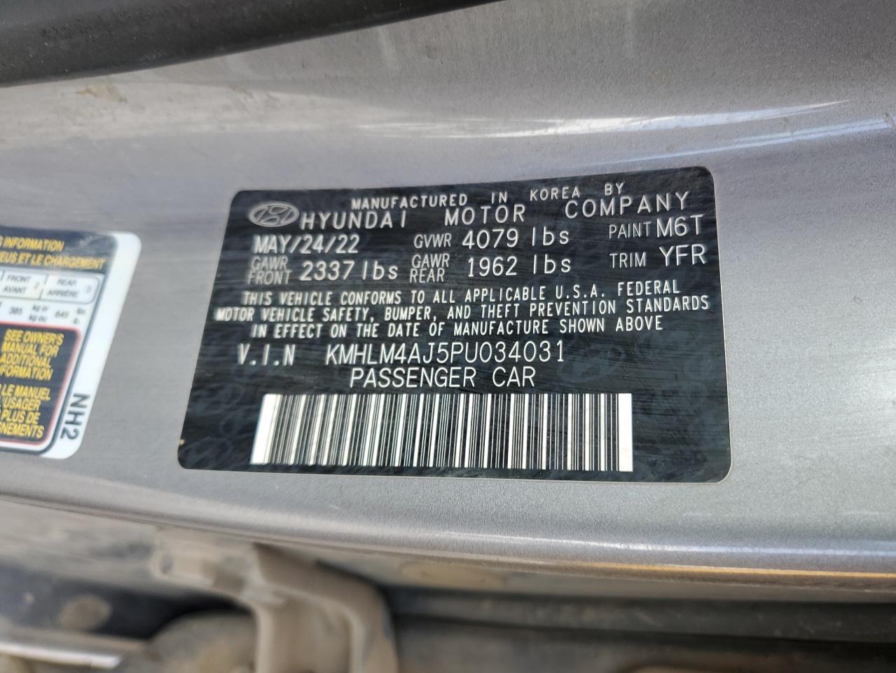 2023 HYUNDAI ELANTRA BLUE VIN:KMHLM4AJ5PU034031