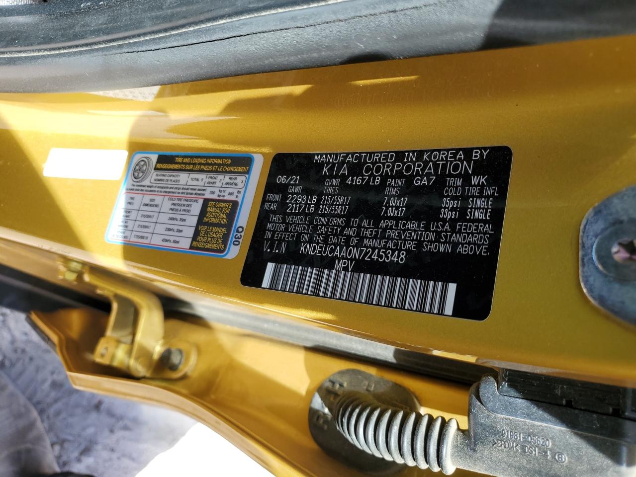 2022 KIA SELTOS S VIN:KNDEUCAA0N7245348