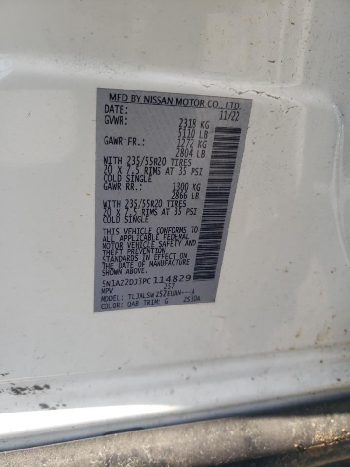 2023 NISSAN MURANO PLATINUM VIN:5N1AZ2DJ3PC114829
